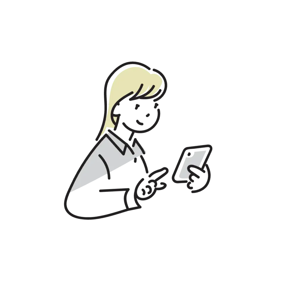 スマホを見る女性のイラスト